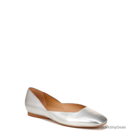 Leather Ballet Flats with Square Toe D'Orsay Style Contour+ Comfort